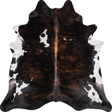 100% Genuine Brazilian Cowhide Rug, Black Natural, One-of-a-Kind Real Hide, Luxury Cowskin Leather Area Rug, Natural