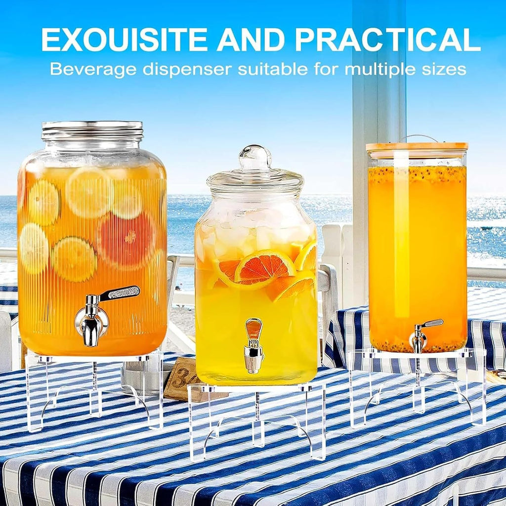 Acrylic Beverage Dispenser Stand Fits Up to 7.1 Inch , Durable 5-Leg Acrylic Holder for Water Jugs, Plant - Set of 3
