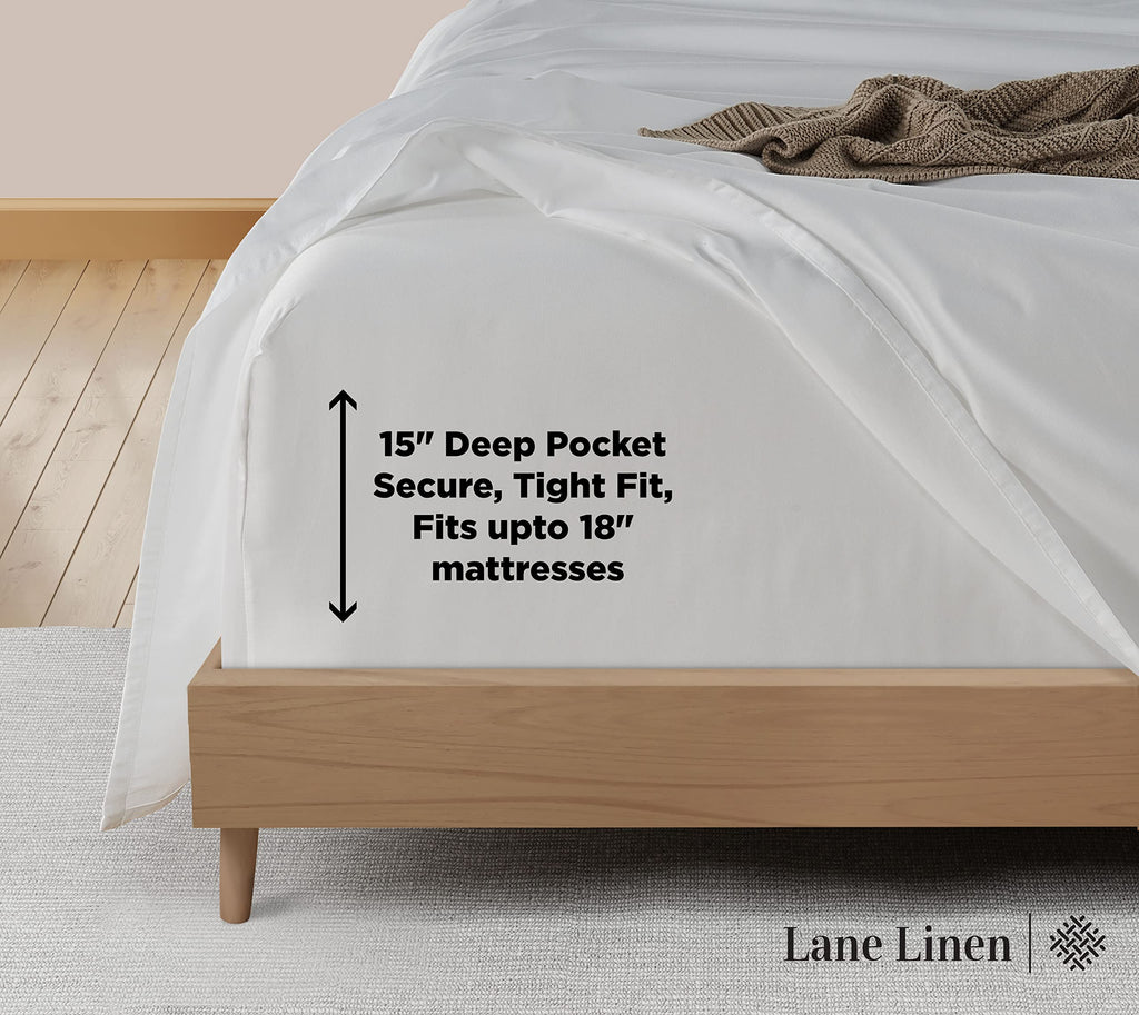 600TC 100% Cotton Sheets - Silky Smooth Sateen Weave, White