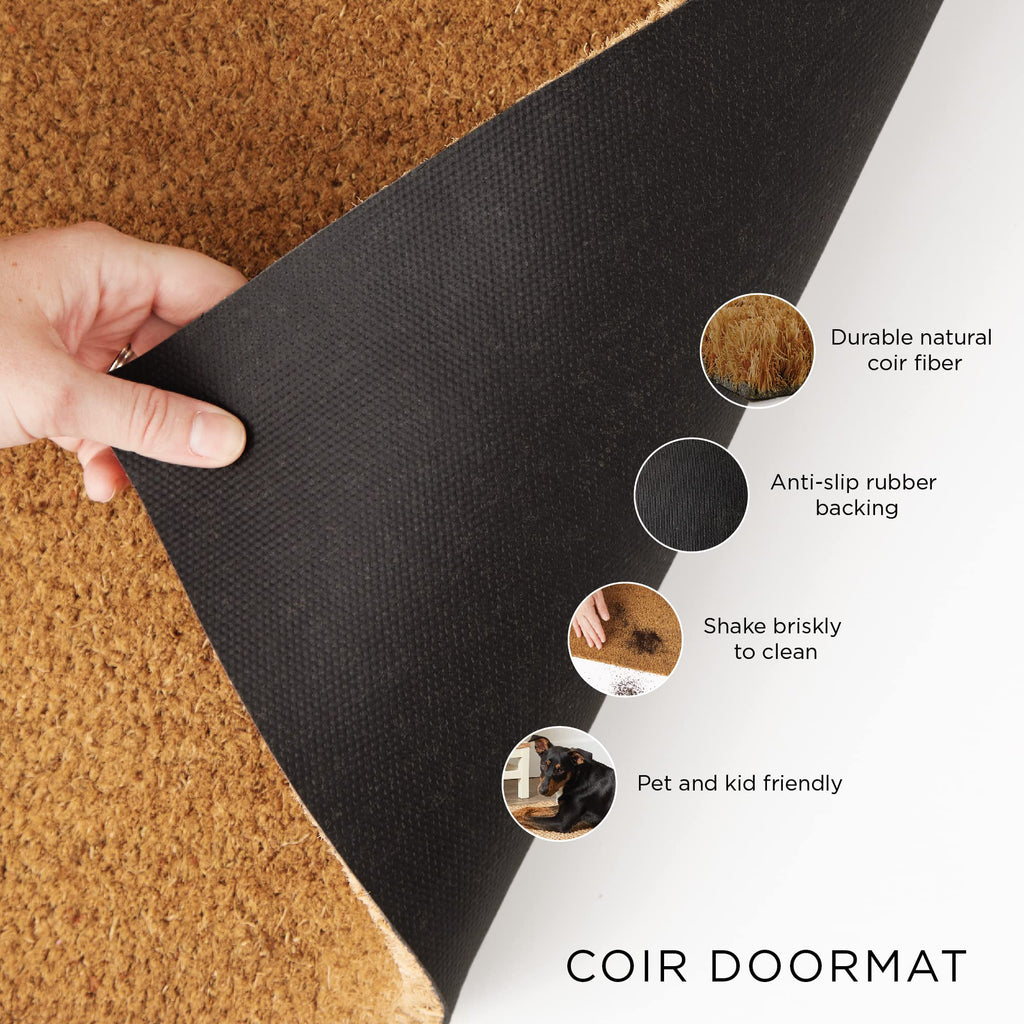 Natural Coir Doormat Outdoor Welcome Mat, 17x29, Cabana Stripes