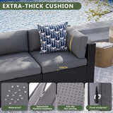 7 Piece Patio Furniture Set Wicker Rattan Patio Sectional Sofa Set Outdoor Seating Furniture with Thickened