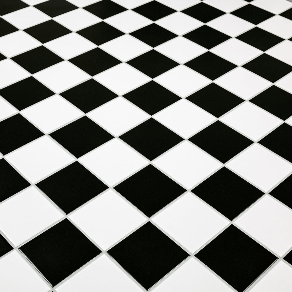 Porcelain Tile | White and Black Checkered | 8" x 16"