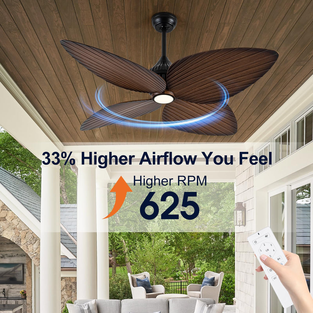52 Inch Outdoor Ceiling Fans s Waterproof, Tropical Ceiling Fan