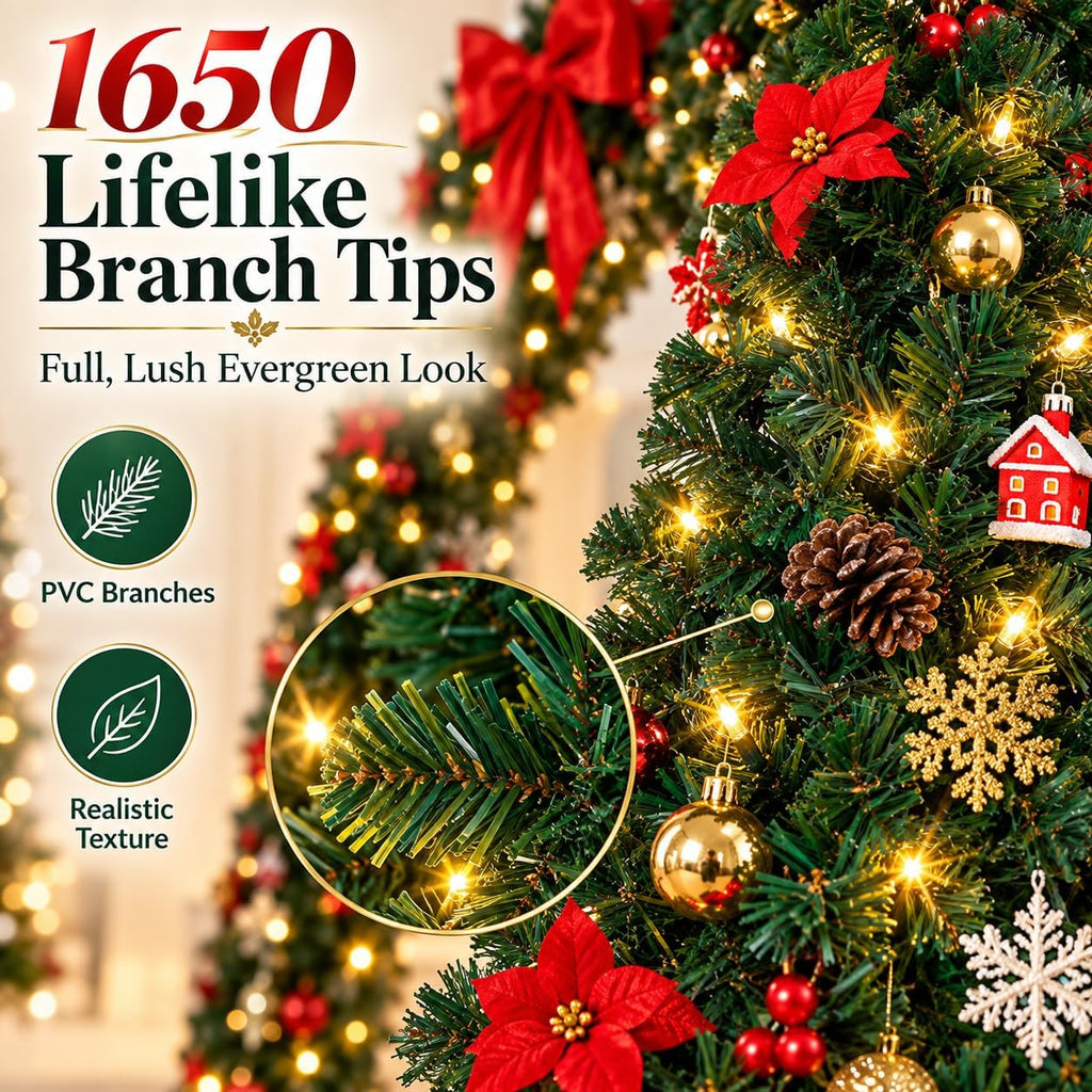 Christmas Tree Archway, 8.5 FT Artificial Holiday Arch with LED Lights