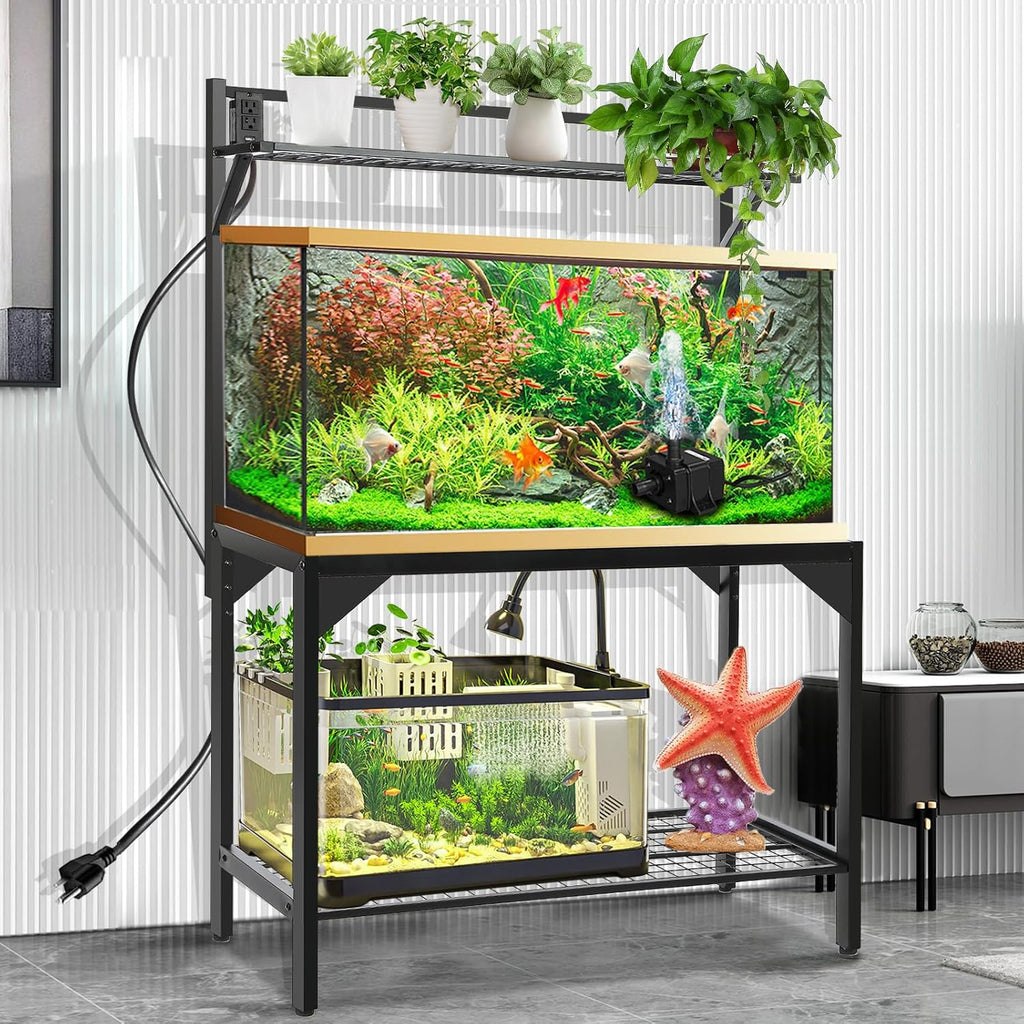 40 Gallon Fish Tank Stand - Aquarium Stand with Power Outlets, 37.7" x 19.2" x 58.66", Heavy-Duty Metal Tank Stand