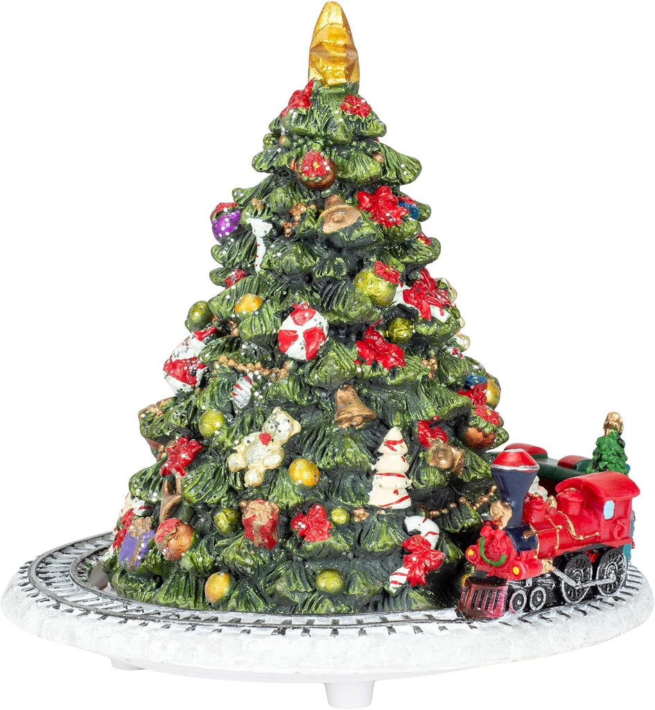 6-Inch Christmas Tree with Revolving Train Music Box