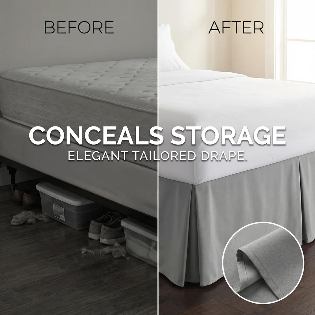 Microfiber Twin Bed Skirt 14 Inch Drop Split Corners Easy Care Steel Grey