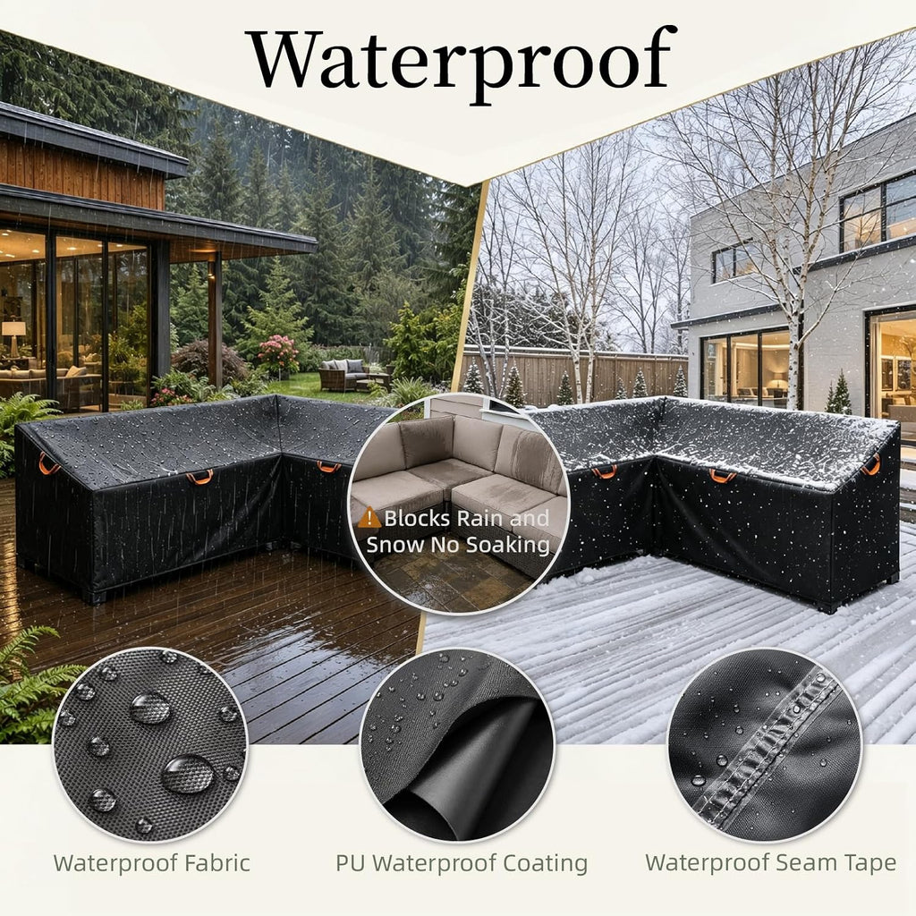 Outdoor Patio Sectional Sofa Cover Waterproof 600D,85"x 85" V-Shaped | Patio Furniture Covers Waterproof&Heavy Duty