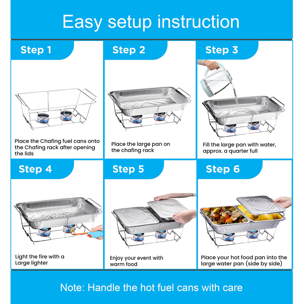 Disposable Chafing Dish Buffet Set, Food Warmers for Parties, Complete 33 Pcs of Chafing Servers with Covers