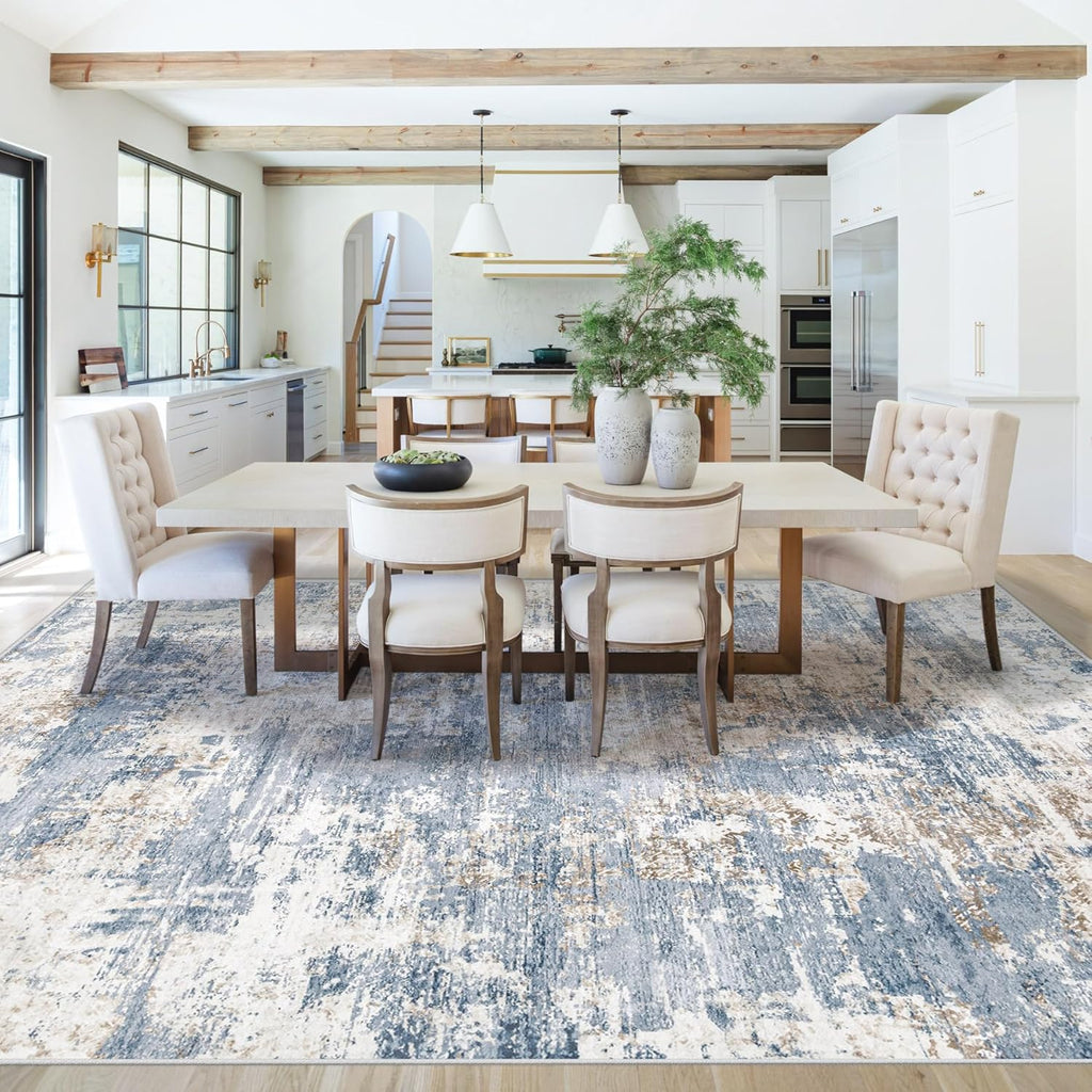 8x10 Area Rugs for Living Room, Washable Modern Abstract Large Area Rug Neutral Soft Non Slip Kids Rug Stain