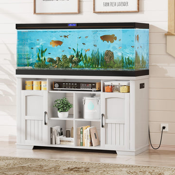 55-75 Gallon Fish Tank Stand, Heavy Duty Aquarium Stand with Power Outlet, Wood Fish Tank Cabinet with