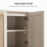 Sideboard Buffet Cabinet with Rattan Doors, 55" Boho Coffee Bar Cabinet with Open Shelf