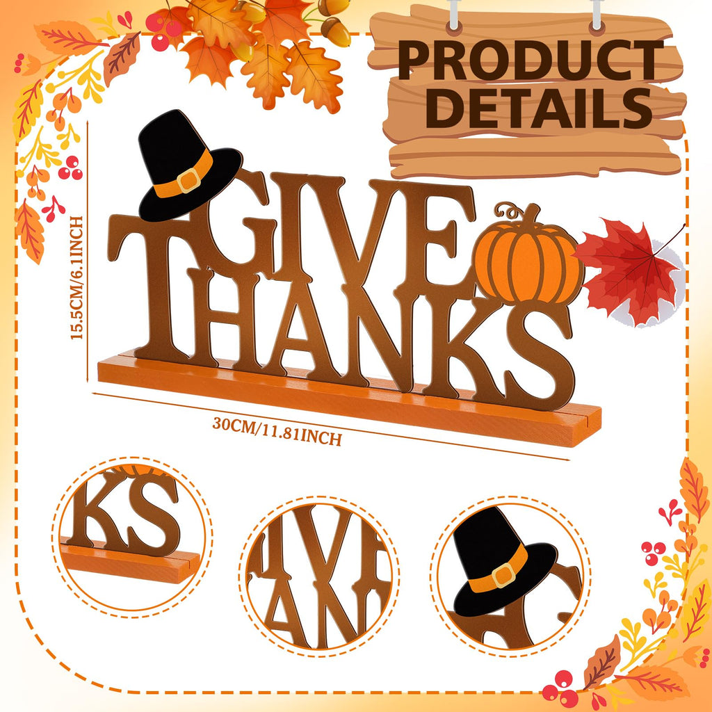 Happy Thanksgiving Table Sign Give Thanks Fall Decor