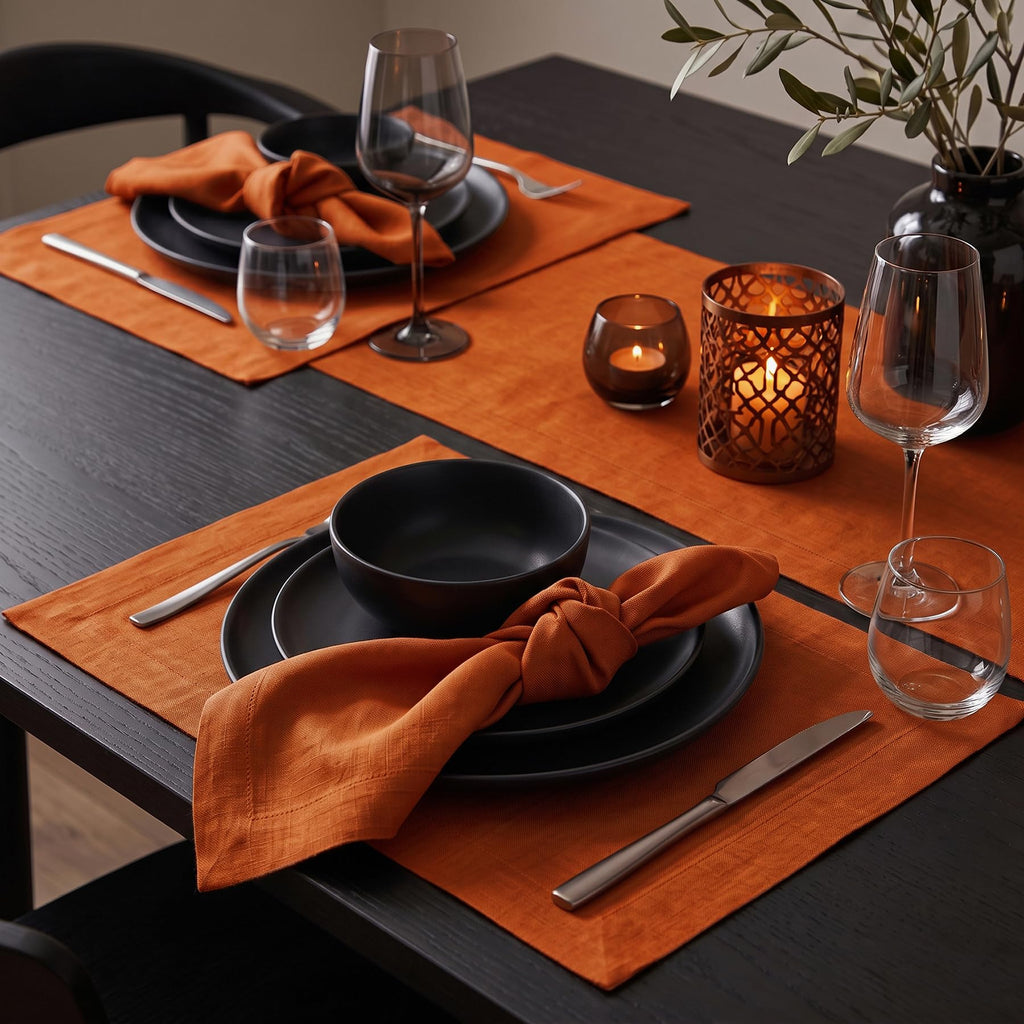 100% Linen Table Runner 144 Inch Long, Cinnamon 14 x 144 in