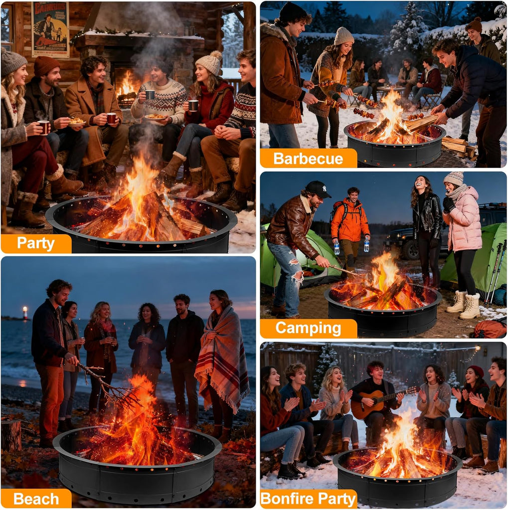 36 Inch Fire Pit Ring, Large Outdoor Campfire Pit