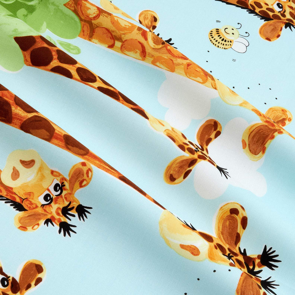 Zoe the Giraffe Zoe Single Border Aqua, Fabric by the Yard
