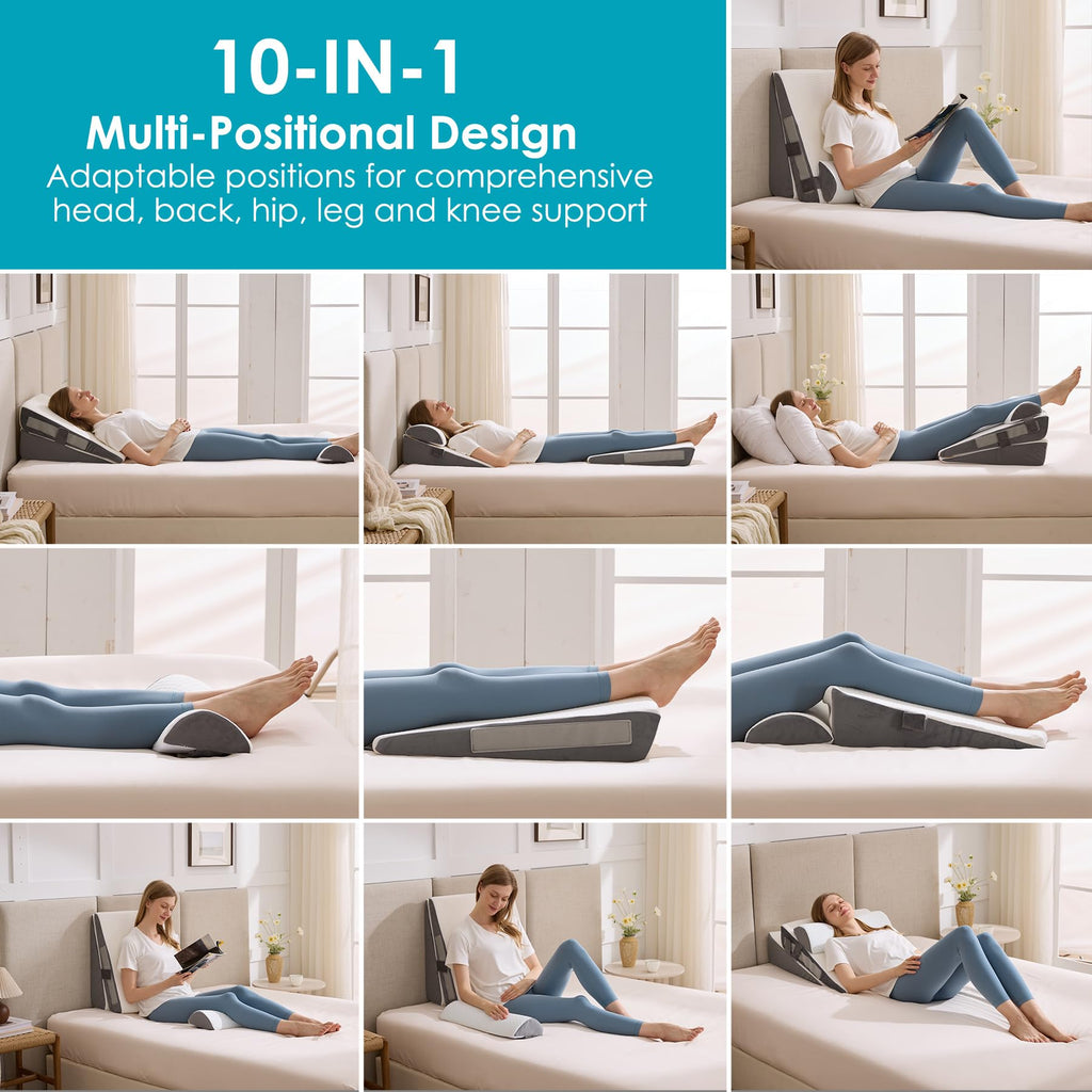 3Pcs Wedge Pillow Set for After Surgery, Acid Reflux Relief, Adjustable Bed Wedge Pillows for Sleeping, Anti Snore