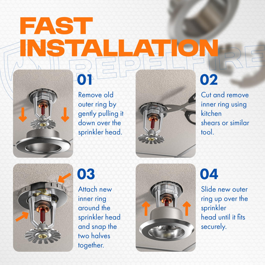 Retrofit Recessed Fire Sprinkler Escutcheon 3/4 in. IPS - Split 3 Piece in Chrome Plated - Depth Adjustment Range up