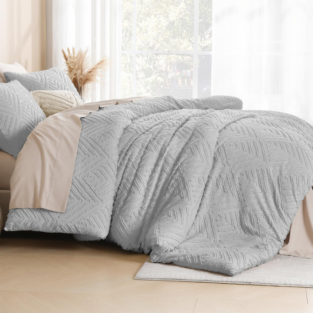 Comforter Set, 3 Pieces Tufted Boho Bedding Set