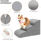 Dog Stairs for Small Dogs, 3 Tiers High Density Foam Dog Ramp, Extra Wide Non-Slip Pet Steps for High Beds Or Couch