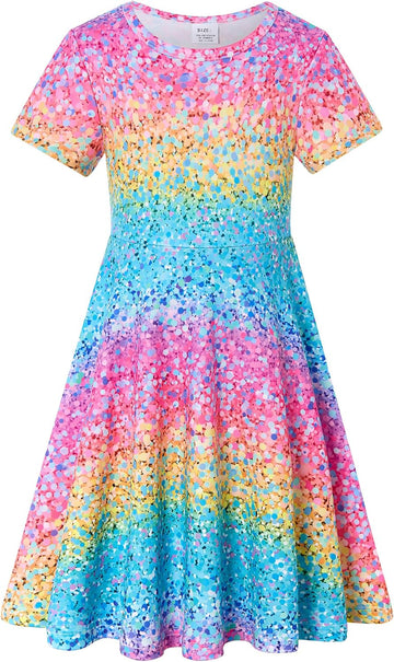 Girls Printed Dress Short Sleeve A-Line