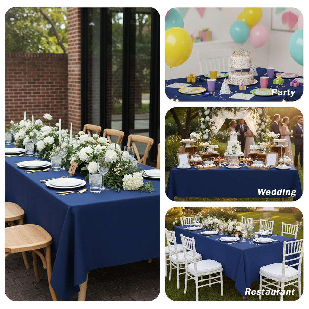 3 Pack 60 x 102 Inch Tablecloths Rectangle Navy Blue Table Cover