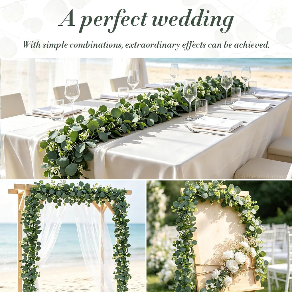 4Pack Faux Eucalyptus Garland, 5.9FT Artificial Eucalyptus Vine