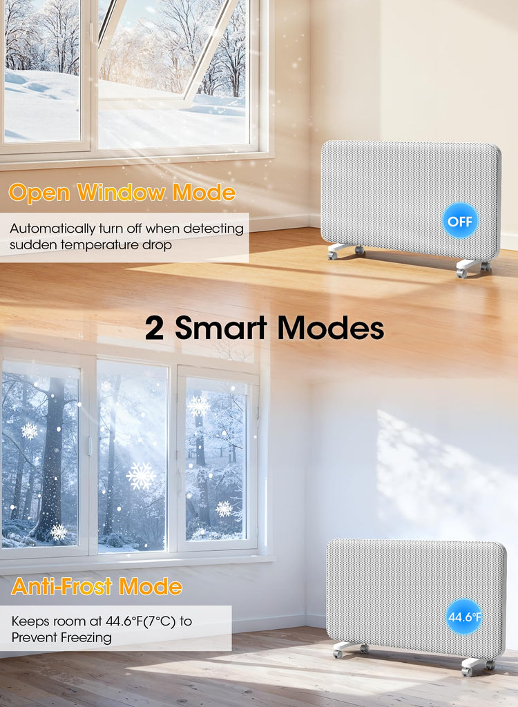 Convection Panel Space Heater Indoor Use, Large Room Electric Heater with Wifi App Control, Smart Mica Infrared