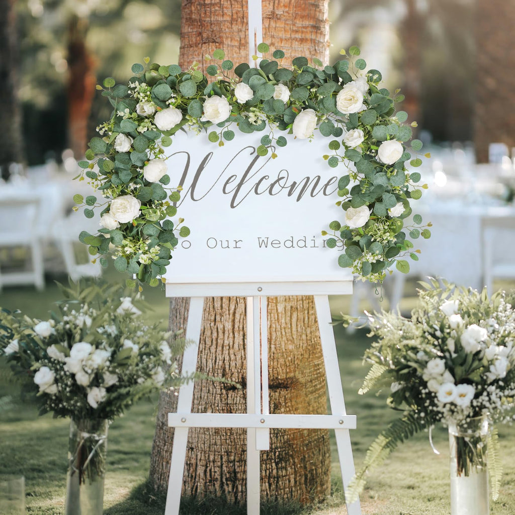 Artificial Eucalyptus Flower Garlands, White, 4PCS