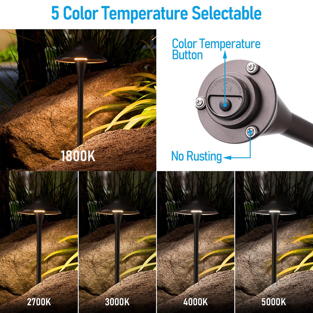 5CCT Low Voltage LED Pathway Lights, Saucer Head
