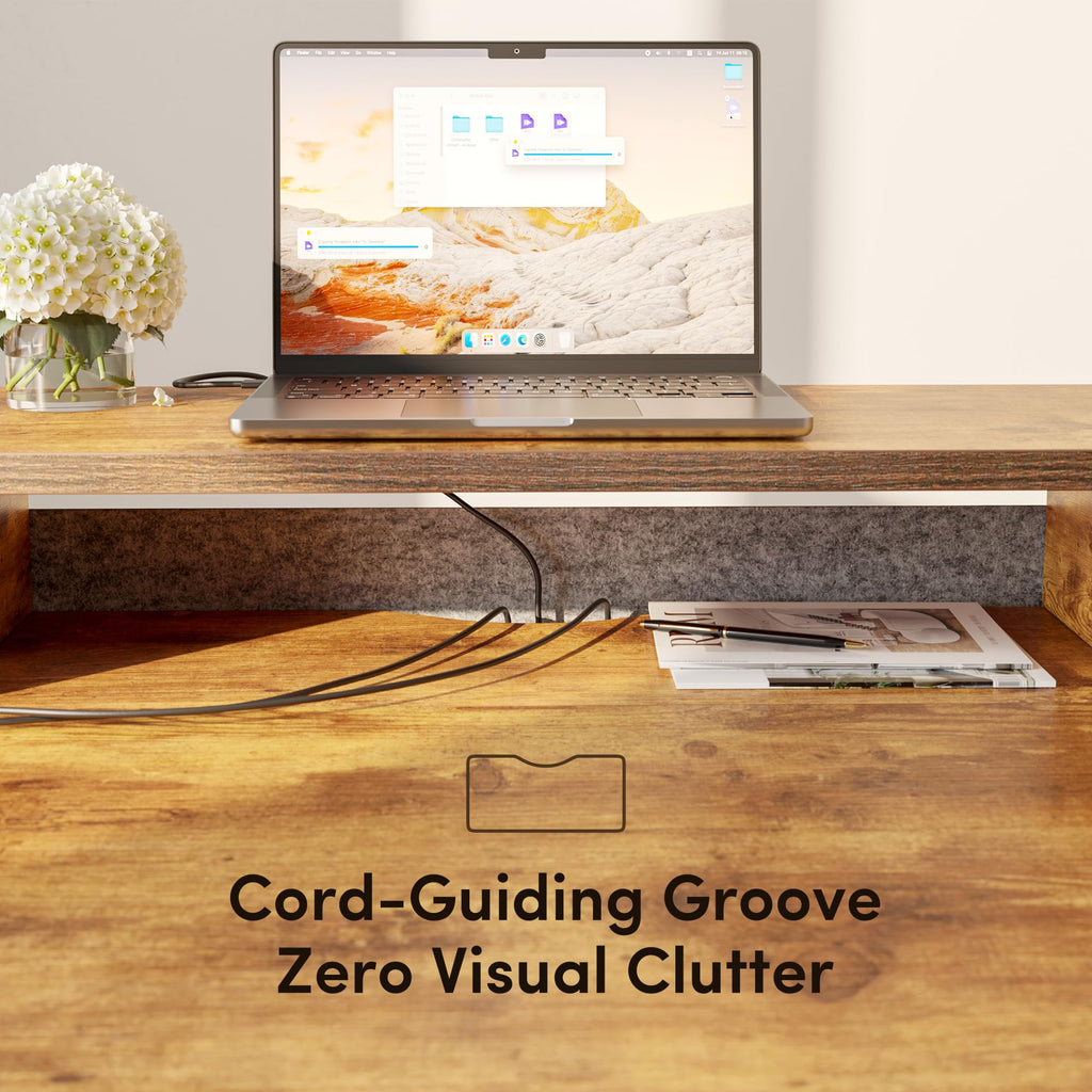 48 x 24 Inch Electric Standing Desk with 2 Drawers, Brown