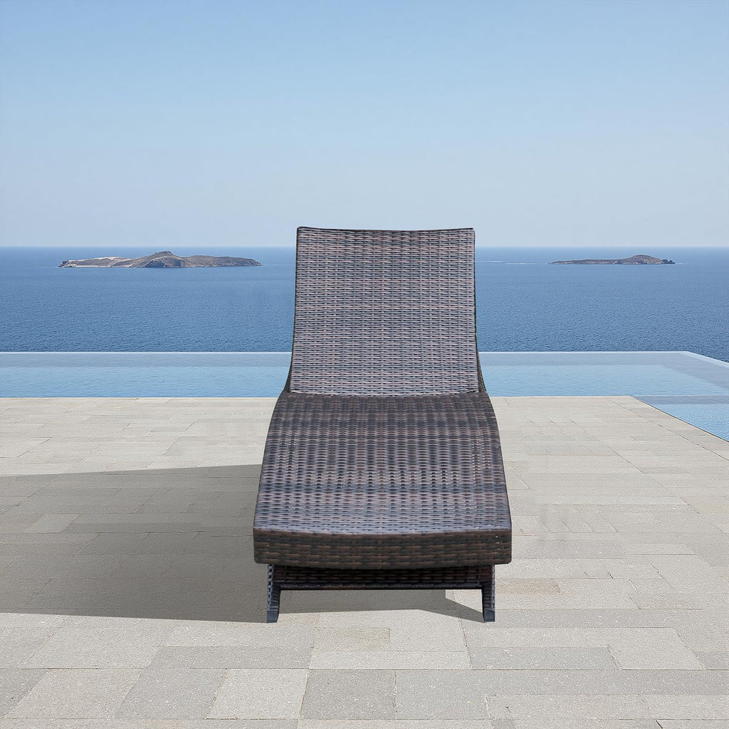 Folding Patio Chaise Lounge (Set of 1 Chair), Foldable Long Reclining Patio Seating Chairs, Outdoor Wicker Lounge