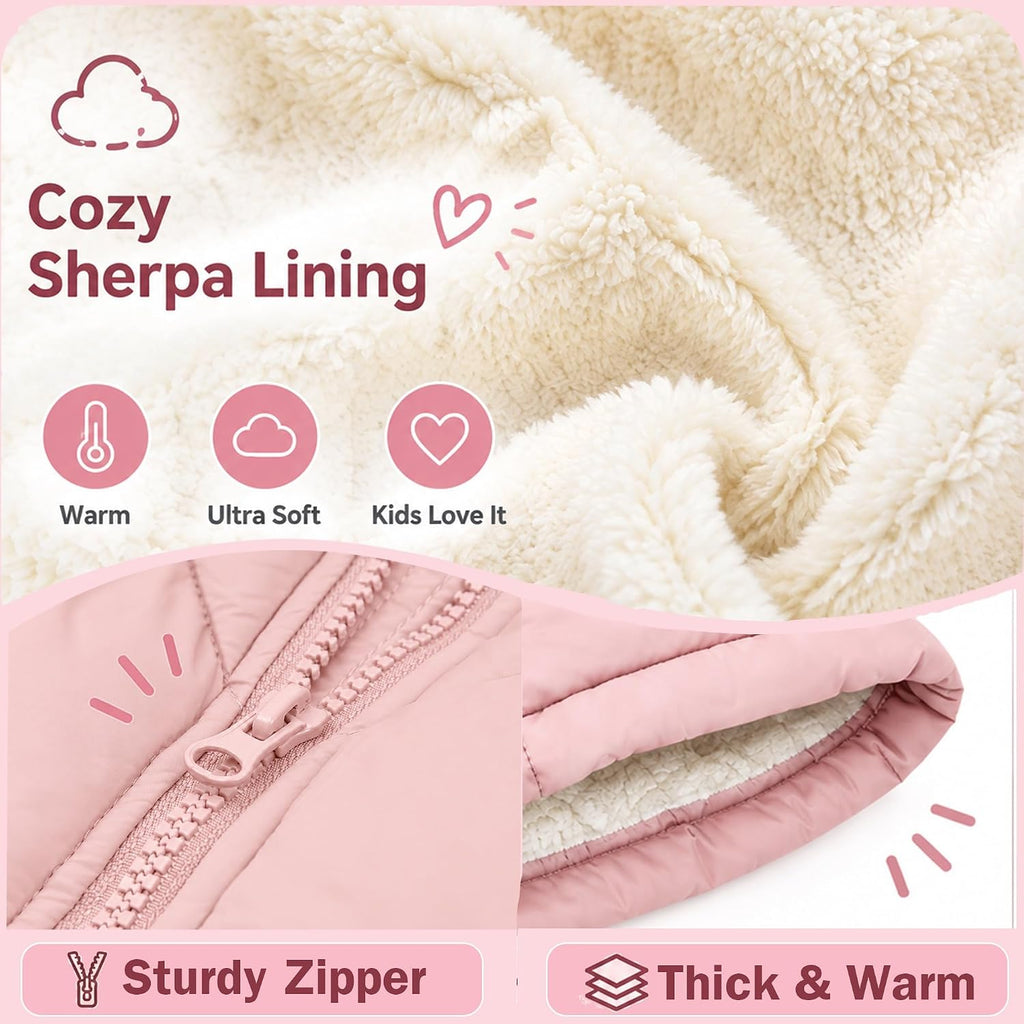Girls' Winter Coat Sharpa Lined Hooded Long Down Puffer Jacket