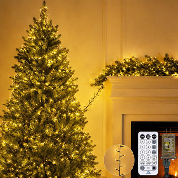 50Ft 1000 LED Cluster Christmas Tree Lights with Remote & Timer