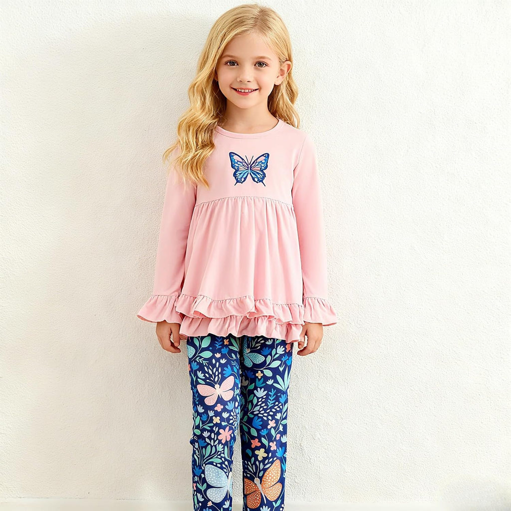 Kid Girl Clothes Ruffle Sleeve Top Floral Allover Pants Fall Outfit Set