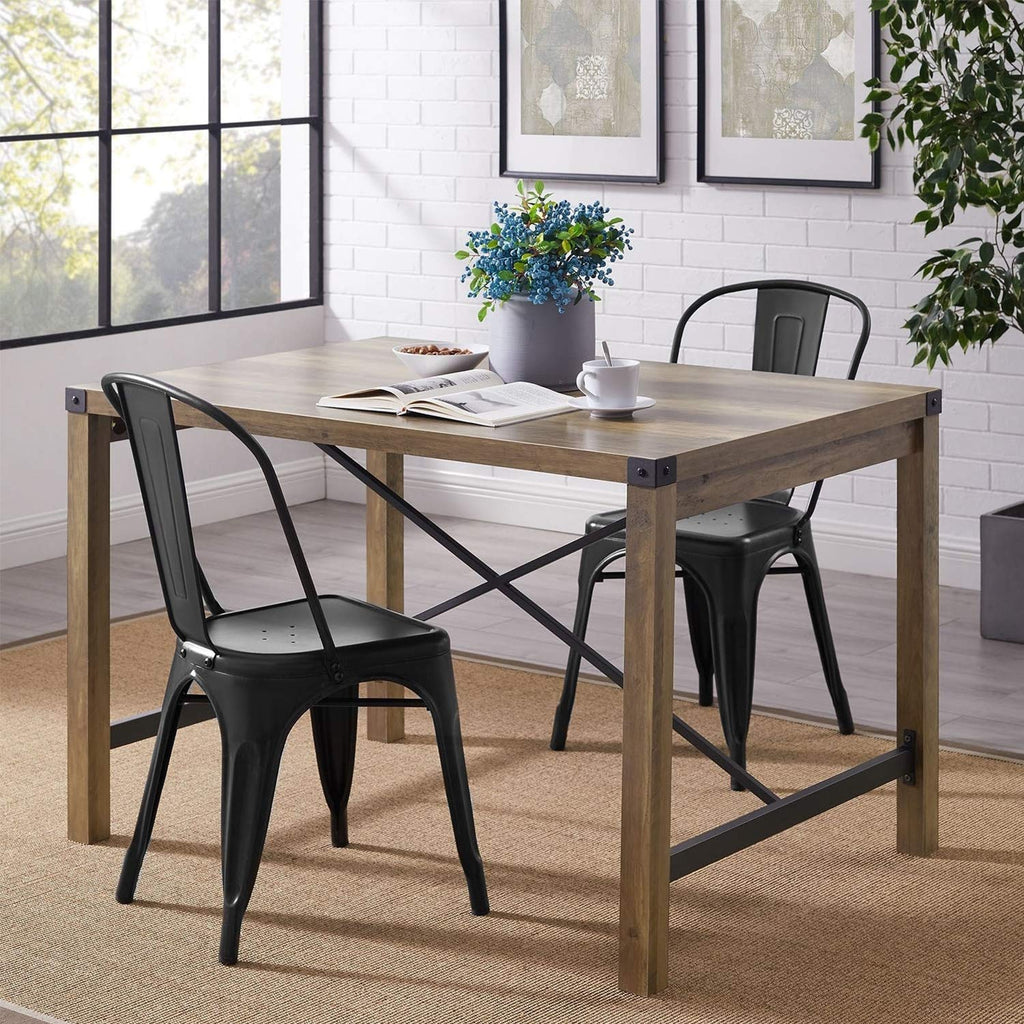 Metal Dining Chairs Indoor-Outdoor Use Stackable Side Chairs with Back Industrial Kitchen Classic Trattoria Chair Set