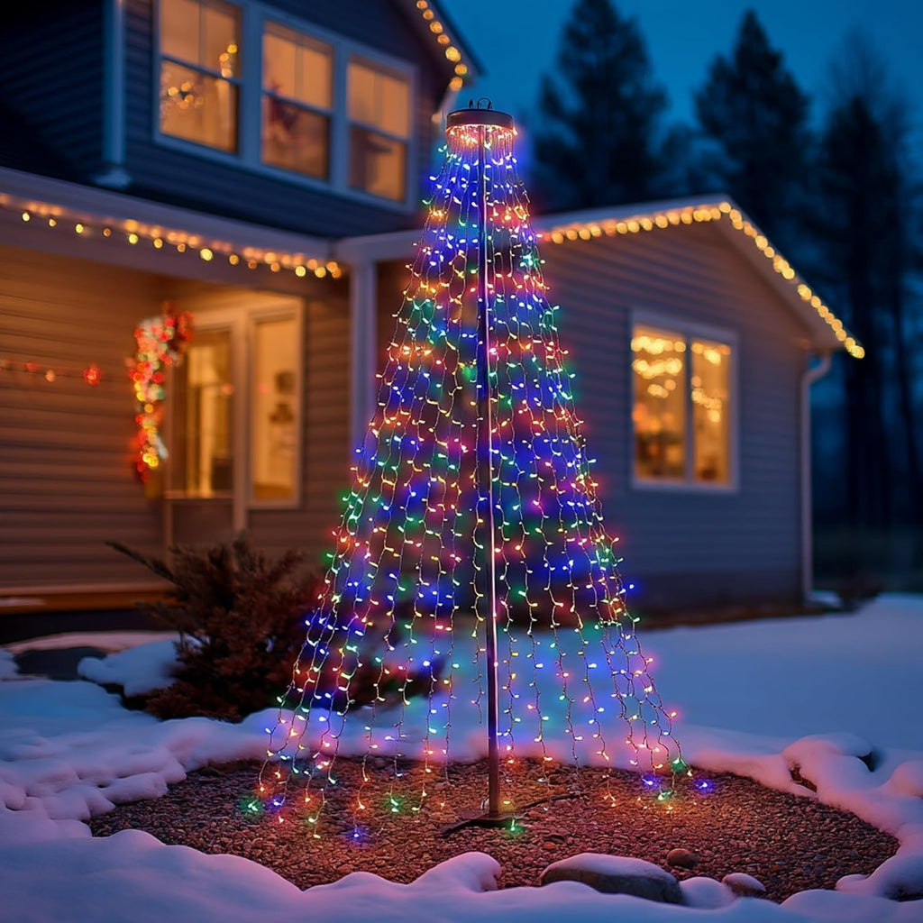 Bright Smart Christmas Tree Lights, 448 LED Color Changing Waterfall Tree Topper Lights with Remote & APP, 8.2FT X 16