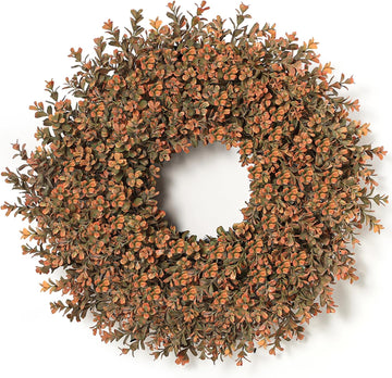 26'' Fall Wreath for Front Door, Artificial Autumn Boxwood Wreath Outdoor