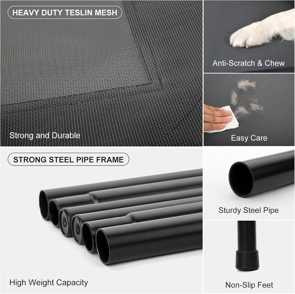 Lx32 Wx8 H Cooling Elevated Dog Bed for Large Dogs with Non-Slip Floor Protectors & Breathable Mesh, Raised