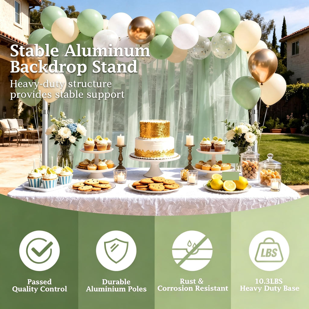 Heavy Duty Backdrop Stand 10x10 Adjustable Photo Pipe and Drape Stand