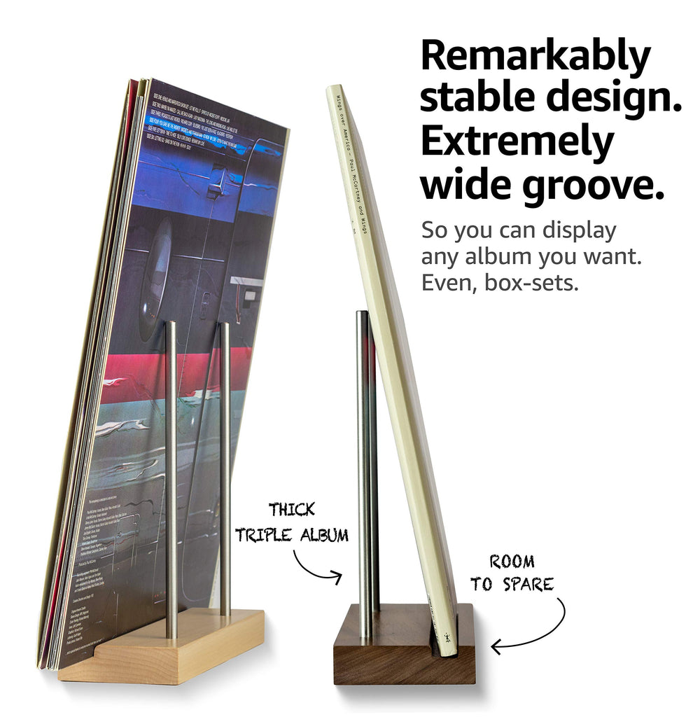 Now Playing Vinyl Record Stand, Solid Walnut Display Holder