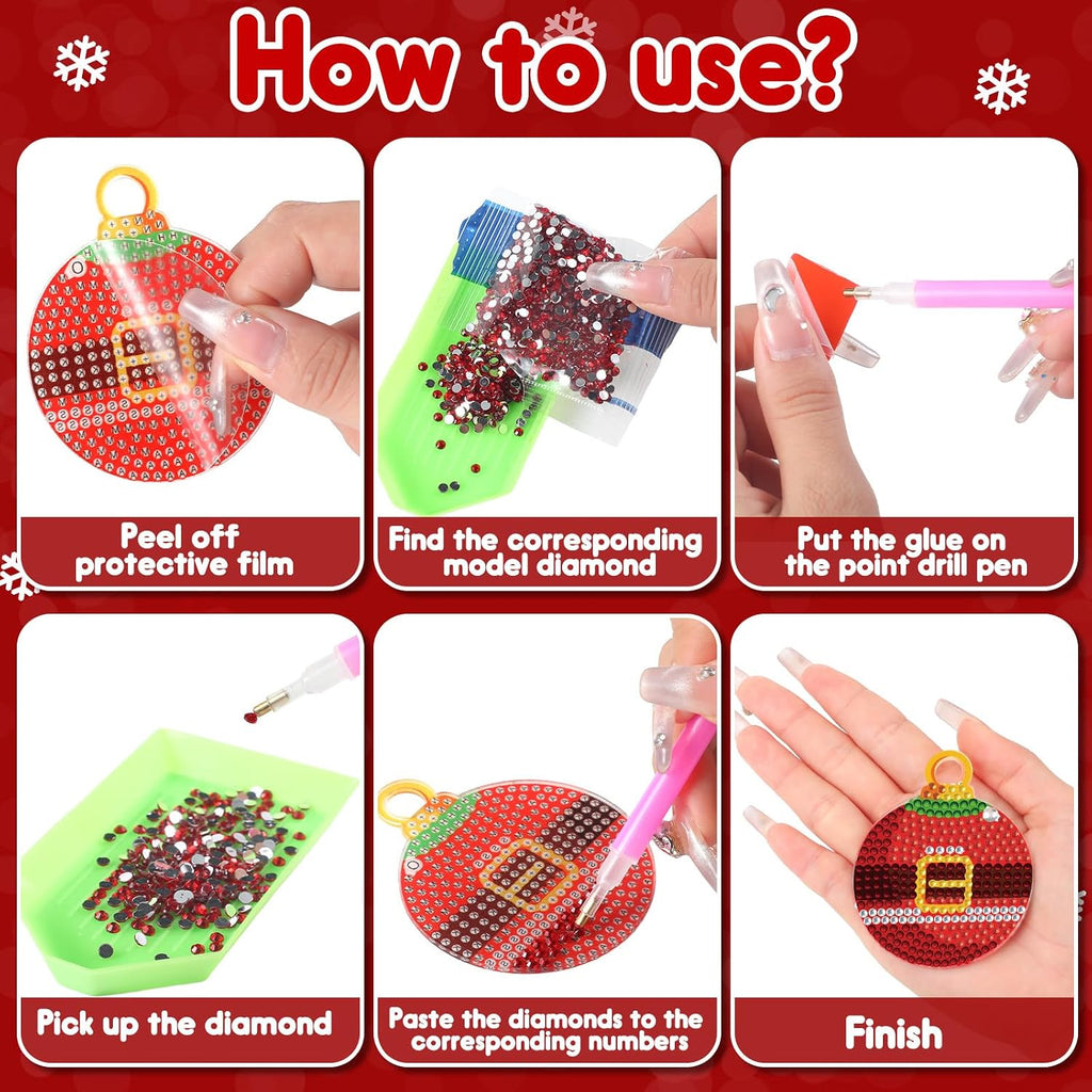 Christmas Double Sided Diamond Painting Ornaments - Set of 16