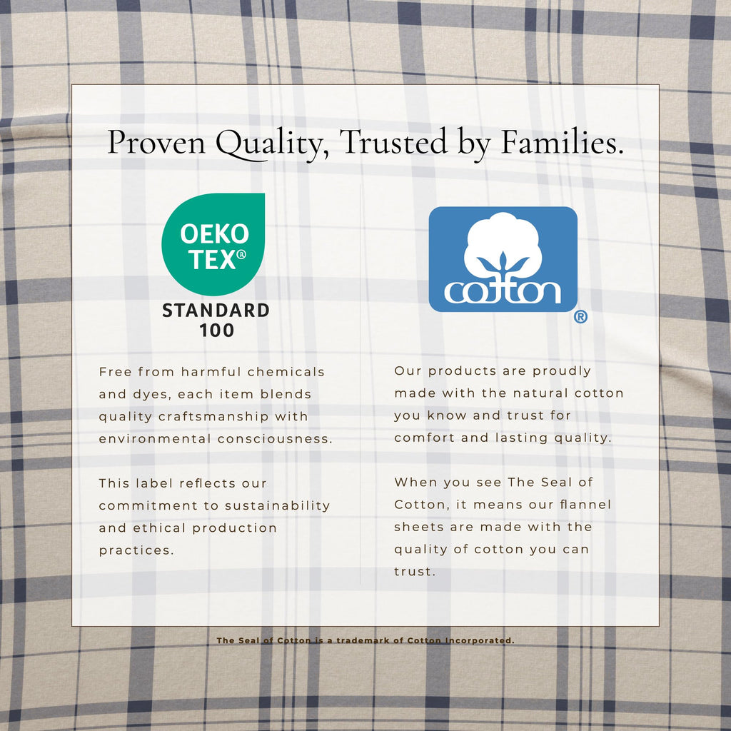 Flannel Sheets - 100% Turkish Cotton, Double-Brushed, Plaid and Stripe Bed Sheet Set - Ultra-Soft, Cozy