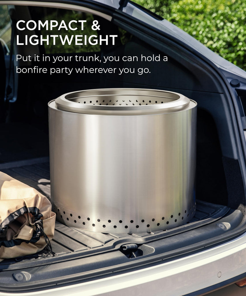 Smokeless Fire Pit, 20.0 inch Firepits for Outside with Removable Ash Pan, Portable Low Smoke Stainless Steel Outdoor
