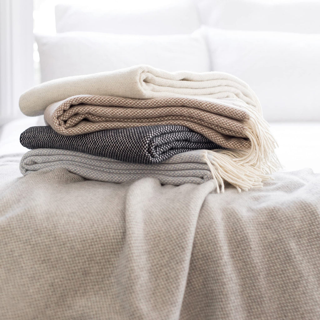 Light Blue Juno Cashmere Blend Throw - Made in Italy - 51" W x 67" L - Luxurious Cashmere Blend Throw in Neutral