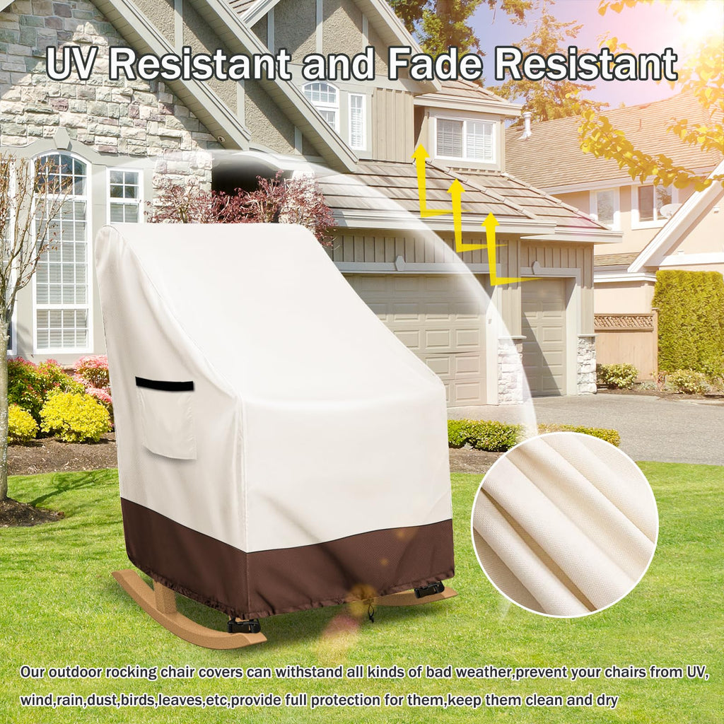 Rocking Chair Cover 2 Pack 600D Heavy Duty Waterproof - Patio Furniture Covers for Outdoor Rocking Chairs - All