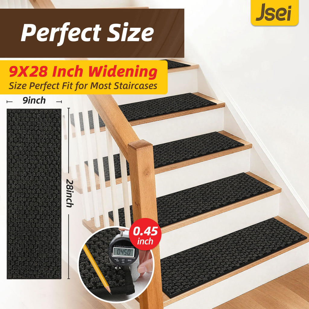Stair Treads for Wooden Steps Indoor, 14 Pack, 9" x 28", Dark Grey