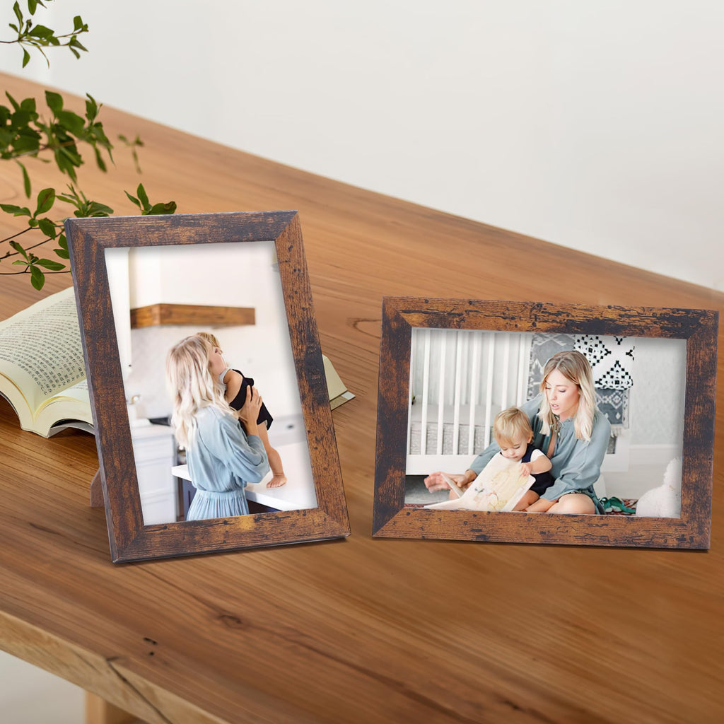 4x6 Picture Frame Set of 15, Rustic Brown Wood Photo Frame 4 by 6 for Wall or Tabletop Display