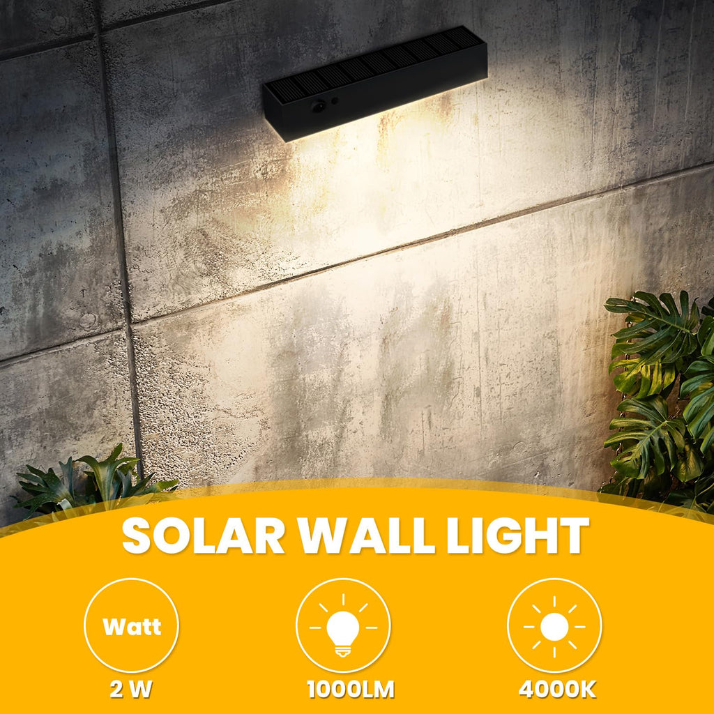 Solar Wall Lights Outdoor, 2Pcs Solar Lights with Motion Sensor