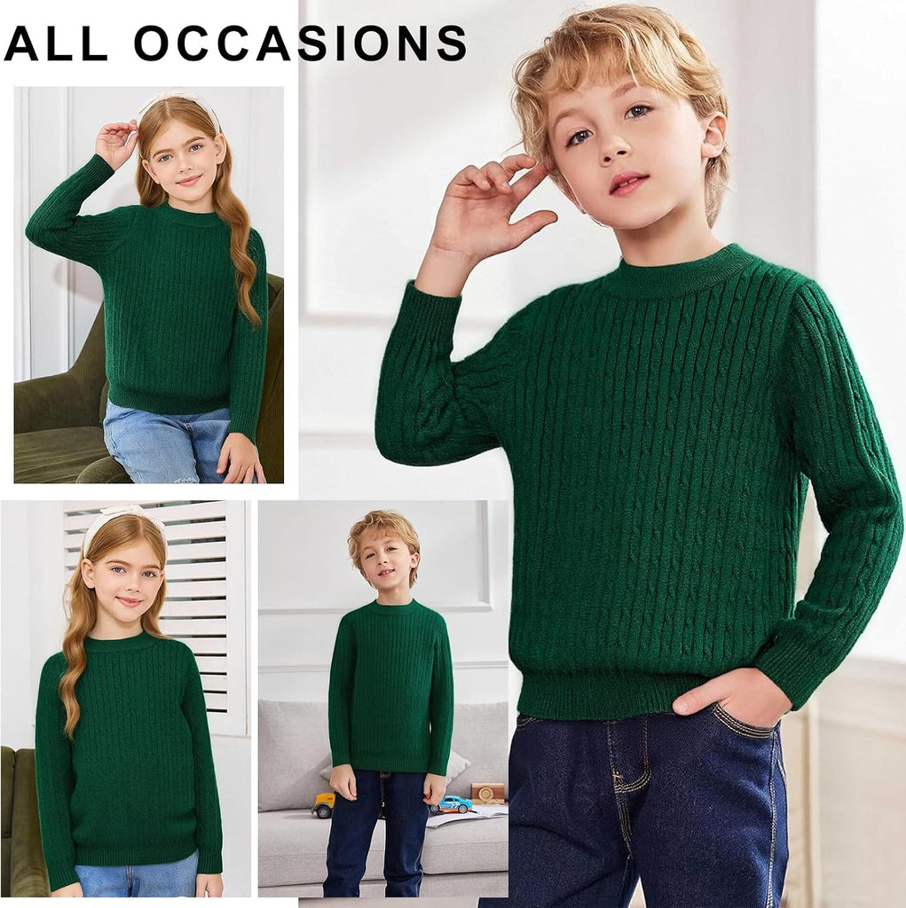 Danny D Boys & Girls Chunky Thick Long Sleeve Pullover Sweater Needle Cable Knitwear Slim Fit Jumpers Tops